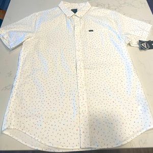 RVCA Slim Fit Short Sleeve Button Up - Size Large